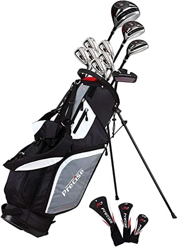 Precise M5 Men's Complete Golf Clubs Package Set Includes Titanium Driver, S.S. Fairway, S.S. Hybrid, S.S. 5-PW Irons, Putter, Stand Bag, 3 H/C's Sports & Outdoors