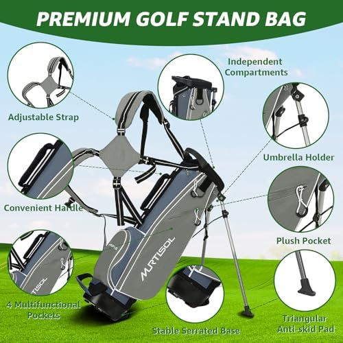 XDriveMax 6 Pieces Kids Golf Club Set, Junior Golf Club Set Ages 12-14 Includes Stand Bag, 1# Drive, 5# Hybrid, 6/7#, 9/P# Irons and Putter Right Hand for Boys Girls Sports & Outdoors - Image 4