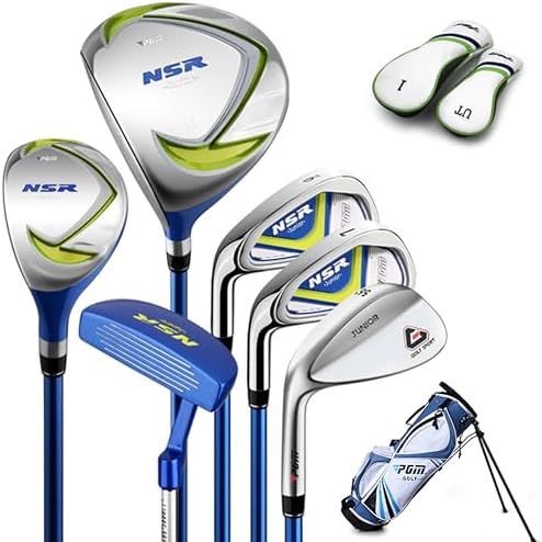 PGM Left Handed Golf Club Set - Junior Complete Golf Club Set for Kids Children - Driver(#1), Hybrid, Iron(#7,#9,#S), Putter, Golf Stand Bag Sports & Outdoors