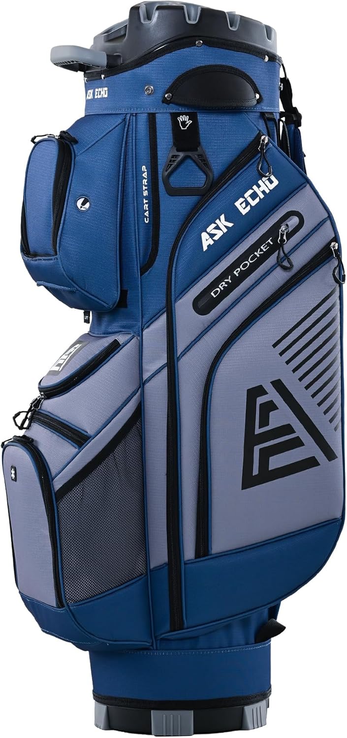 ASK ECHO 2024 T-Lock Golf Cart Bag with 14 Way Organizer Divider Top, Premium Cart Bag with Handles and Rain Cover, for Men and Women - Image 3